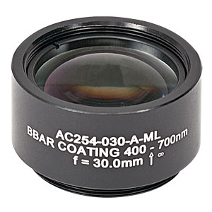 AC254-030-A-ML - f=30 mm, Ø1in Achromatic Doublet, SM1-Threaded Mount, ARC: 400-700 nm