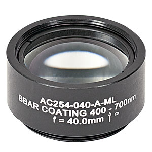 AC254-040-A-ML - f=40 mm, Ø1in Achromatic Doublet, SM1-Threaded Mount, ARC: 400-700 nm
