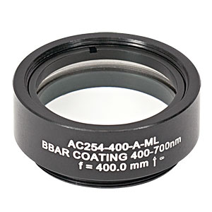 AC254-400-A-ML - f=400 mm, Ø1in Achromatic Doublet, SM1-Threaded Mount, ARC: 400-700 nm