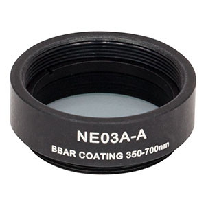 NE03A-A - Ø25 mm Absorptive Neutral Density Filter, SM1-Threaded Mount, ARC: 350 - 700 nm, OD: 0.3