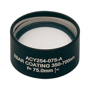 ACY254-075-A - f = 75.0 mm, Ø1in Cylindrical Achromat, AR Coating: 350 - 700 nm