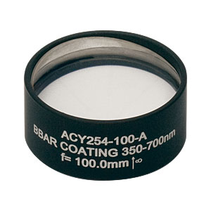 ACY254-100-A - f = 100.0 mm, Ø1in Cylindrical Achromat, AR Coating: 350 - 700 nm