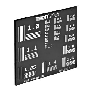 R2L2S1N - NBS 1963Aネガ分解能(解像度)ターゲット、50.8 mm x 50.8 mm、1～18サイクル/mm