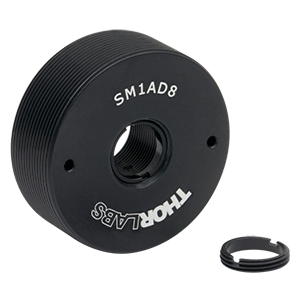 SM1AD8 - Ø8 mm光学素子用SM1外ネジアダプタ、厚さ10.2 mm