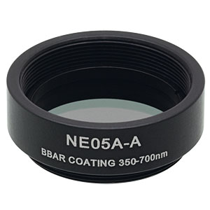 NE05A-A - Ø25 mm Absorptive Neutral Density Filter, SM1-Threaded Mount, ARC: 350 - 700 nm, OD: 0.5