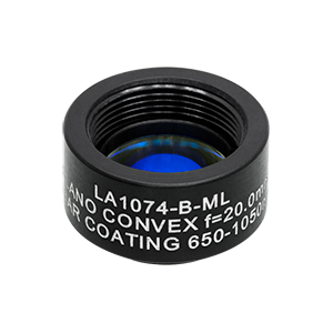 LA1074-B-ML - Ø1/2in N-BK7 Plano-Convex Lens, SM05-Threaded Mount, f = 20 mm, ARC: 650-1050 nm