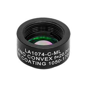 LA1074-C-ML - Ø1/2in N-BK7 Plano-Convex Lens, SM05-Threaded Mount, f = 20 mm, ARC: 1050-1700 nm