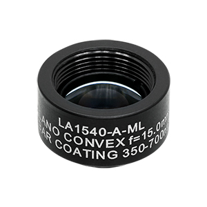 LA1540-A-ML - Ø1/2in N-BK7 Plano-Convex Lens, SM05-Threaded Mount, f = 15 mm, ARC: 350-700 nm