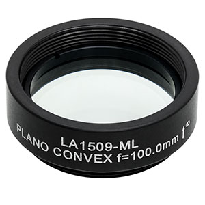 LA1509-ML - Ø1in N-BK7 Plano-Convex Lens, SM1-Threaded Mount, f = 100 mm, Uncoated