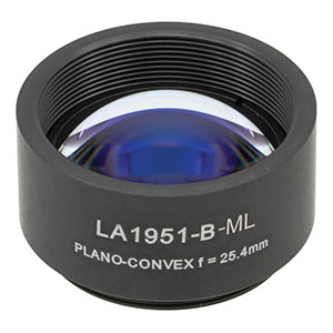 LA1951-B-ML - Ø1in N-BK7 Plano-Convex Lens, SM1-Threaded Mount, f = 25.4 mm, ARC: 650-1050 nm