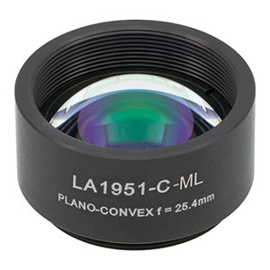 LA1951-C-ML - Ø1in N-BK7 Plano-Convex Lens, SM1-Threaded Mount, f = 25.4 mm, ARC: 1050-1620 nm