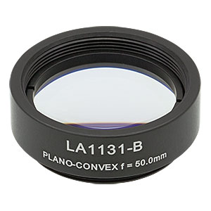 LA1131-B-ML - Ø1in N-BK7 Plano-Convex Lens, SM1-Threaded Mount, f = 50 mm, ARC: 650-1050 nm