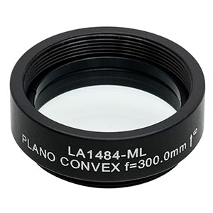 LA1484-ML - Ø1in N-BK7 Plano-Convex Lens, SM1-Threaded Mount, f = 300 mm, Uncoated