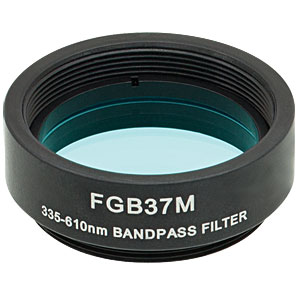 FGB37M - Ø25 mm BG40 Colored Glass Bandpass Filter, SM1-Threaded Mount, 335 - 610 nm