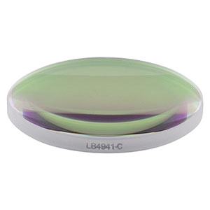 LB4941-C - f = 100 mm, Ø1in UV Fused Silica Bi-Convex Lens, AR Coating: 1050 - 1700 nm