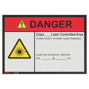 LSS10D -  Danger Laser Safety Sign, 10in x 14in (日本では販売しておりません)