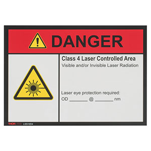 LSS10D4 - Class 4 Danger Laser Safety Sign, 10in x 14in (日本では販売しておりません)
