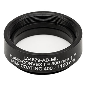 LA4579-AB-ML - Ø1in UVFS Plano-Convex Lens, SM1-Threaded Mount, f = 300 mm, ARC: 400 - 1100 nm