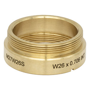 M27W26S - 顕微鏡用真鍮製アダプタ、M27 x 0.75 外ネジ&W26 x 0.706内ネジ