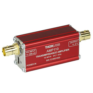 AMP110 - トランスインピーダンスアンプ、利得10 MV/A、帯域幅1 kHz
