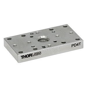 PD4T - アダプタープレート、ピエゾ慣性アクチュエータ付き12 mm直線移動ステージ用、厚さ3 mm、#8-32取付穴(インチ規格)