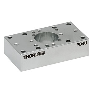 PD4U - アダプタープレート、ピエゾ慣性アクチュエータ付き12 mm直線移動ステージ用、厚さ6 mm、#8用ザグリ穴(インチ規格)