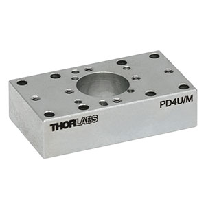 PD4U/M - アダプタープレート、ピエゾ慣性アクチュエータ付き12 mm直線移動ステージ用、厚さ6 mm、M4用ザグリ穴(ミリ規格)
