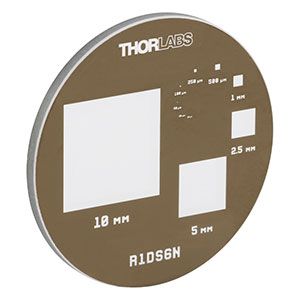R1DS6N - ピクセル校正用ターゲット、正方形パターン、ネガ、Ø25.4 mm(Ø1インチ)