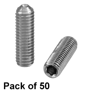 SS3M10 - M3 x 0.5ステンレススチール製止めネジ、長さ10 mm、50個入り(ミリ規格)