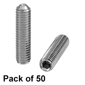 SS3M12 - M3 x 0.5ステンレススチール製止めネジ、長さ12 mm、50個入り(ミリ規格)