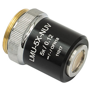 LMU-5X-NUV - MicroSpot Focusing Objective, 5X, 325 - 500 nm, NA = 0.12