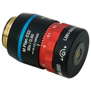 LMH-50X-532 - High-Power MicroSpot Focusing Objective with Correction Collar, 50X, 495 - 570 nm, NA = 0.60