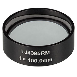 LJ4395RM - f = 100.0 mm, Ø1in, UVFS Mounted Plano-Convex Round Cyl Lens