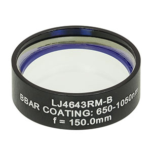 LJ4643RM-B - f = 150.0 mm, Ø1in, UVFS Mounted Plano-Convex Round Cyl Lens, ARC: 650 - 1050 nm