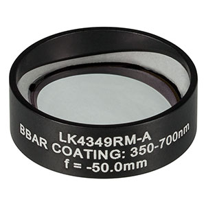 LK4349RM-A - f= -50.0 mm, Ø1in, UVFS Mounted Plano-Concave Round Cyl Lens, ARC: 350 - 700 nm