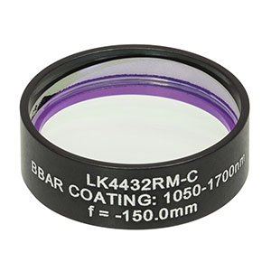 LK4432RM-C - f= -150.0 mm, Ø1in, UVFS Mounted Plano-Concave Round Cyl Lens, ARC: 1050 - 1700 nm