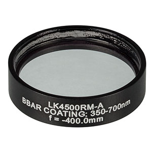 LK4500RM-A - f= -400.0 mm, Ø1in, UVFS Mounted Plano-Concave Round Cyl Lens, ARC: 350 - 700 nm