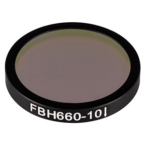 FBH660-10 - Hard-Coated Bandpass Filter, Ø25 mm, CWL = 660 nm, FWHM = 10 nm