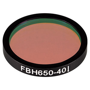 FBH650-40 - Hard-Coated Bandpass Filter, Ø25 mm, CWL = 650 nm, FWHM = 40 nm