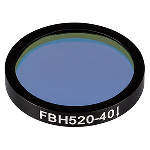 FBH520-40 - Hard-Coated Bandpass Filter, Ø25 mm, CWL = 520 nm, FWHM = 40 nm