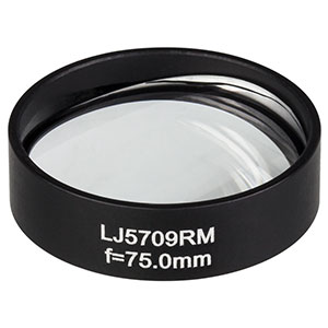 LJ5709RM - Ø1in Mounted Plano-Convex CaF<sub>2</sub> Cylindrical Lens, f = 75.0 mm, Uncoated