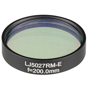 LJ5027RM-E - Ø1in Mounted Plano-Convex CaF<sub>2</sub> Cylindrical Lens, f = 200.0 mm, ARC: 2 - 5 µm 
