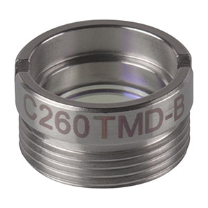 C260TMD-B - f = 15.3 mm, NA = 0.16, WD = 12.4 mm, Mounted Aspheric Lens, ARC: 600 - 1050 nm