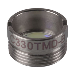 C330TMD-B - f = 3.1 mm, NA = 0.70, WD = 1.8 mm, Mounted Aspheric Lens, ARC: 600 - 1050 nm