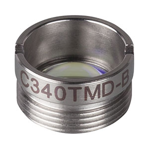 C340TMD-B - f = 4.0 mm, NA = 0.64, WD = 1.2 mm, Mounted Aspheric Lens, ARC: 600 - 1050 nm