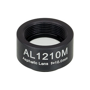 AL1210M - Ø12.5 mm S-LAH64 Mounted Aspheric Lens, f=10 mm, NA=0.55, Uncoated