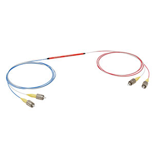 TW1064R1F2A - 2x2 Wideband Fiber Optic Coupler, 1064 ± 100 nm, 0.14 NA, 99:1 Split, FC/PC Connectors