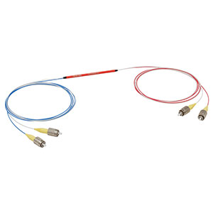 TW1064R2F2B - 2x2 Wideband Fiber Optic Coupler, 1064 ± 100 nm, 0.22 NA, 90:10 Split, FC/PC Connectors