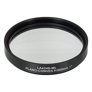 LA4246-ML - Ø75 mm UVFS Plano-Convex Lens, SM3-Threaded Mount, f = 500.0 mm, Uncoated