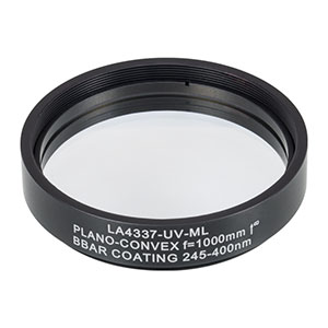 LA4337-UV-ML - Ø2in UVFS Plano-Convex Lens, SM2-Threaded Mount, f = 1000.0 mm, ARC: 245-400 nm